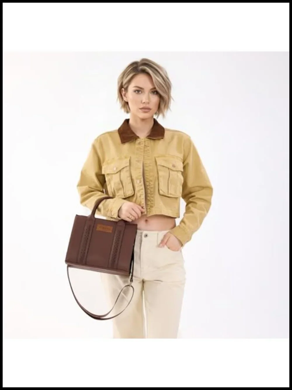 Faux Leather Tote Handbag Satchel with Detachable Strap and Card Holder